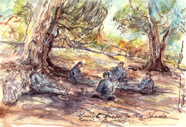 Lunch break in the shade,South Australia